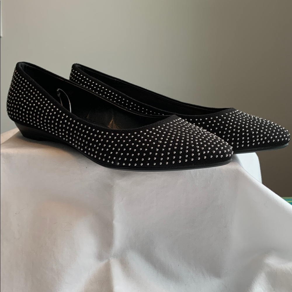 Black Studded Flats NWT
